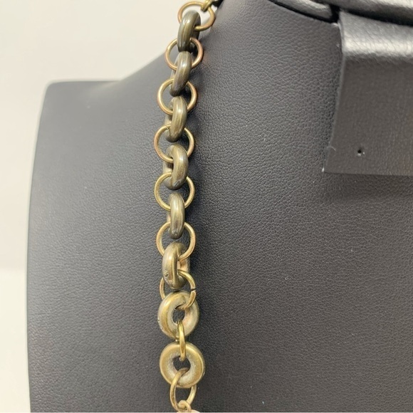 Religious Cross Chunky Brown and Blue Statement Necklace - Picture 5 of 10